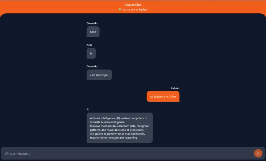 Enhanced Convex Chat landing page