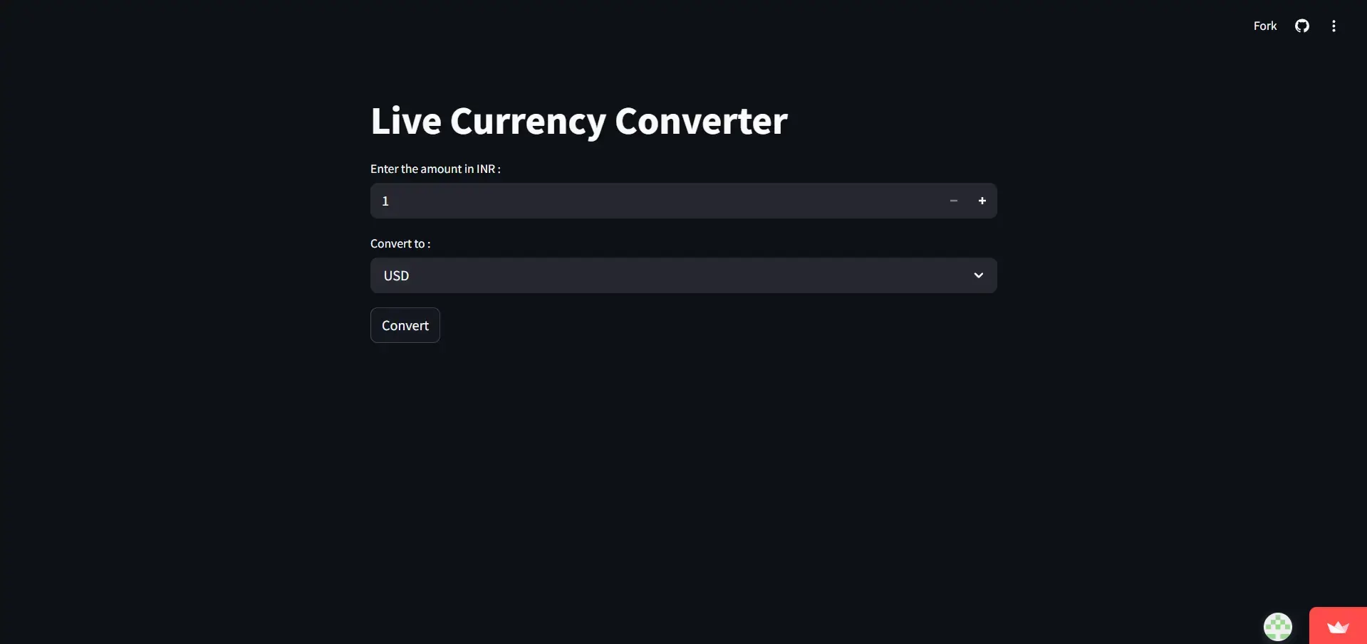 Currency Converter landing page