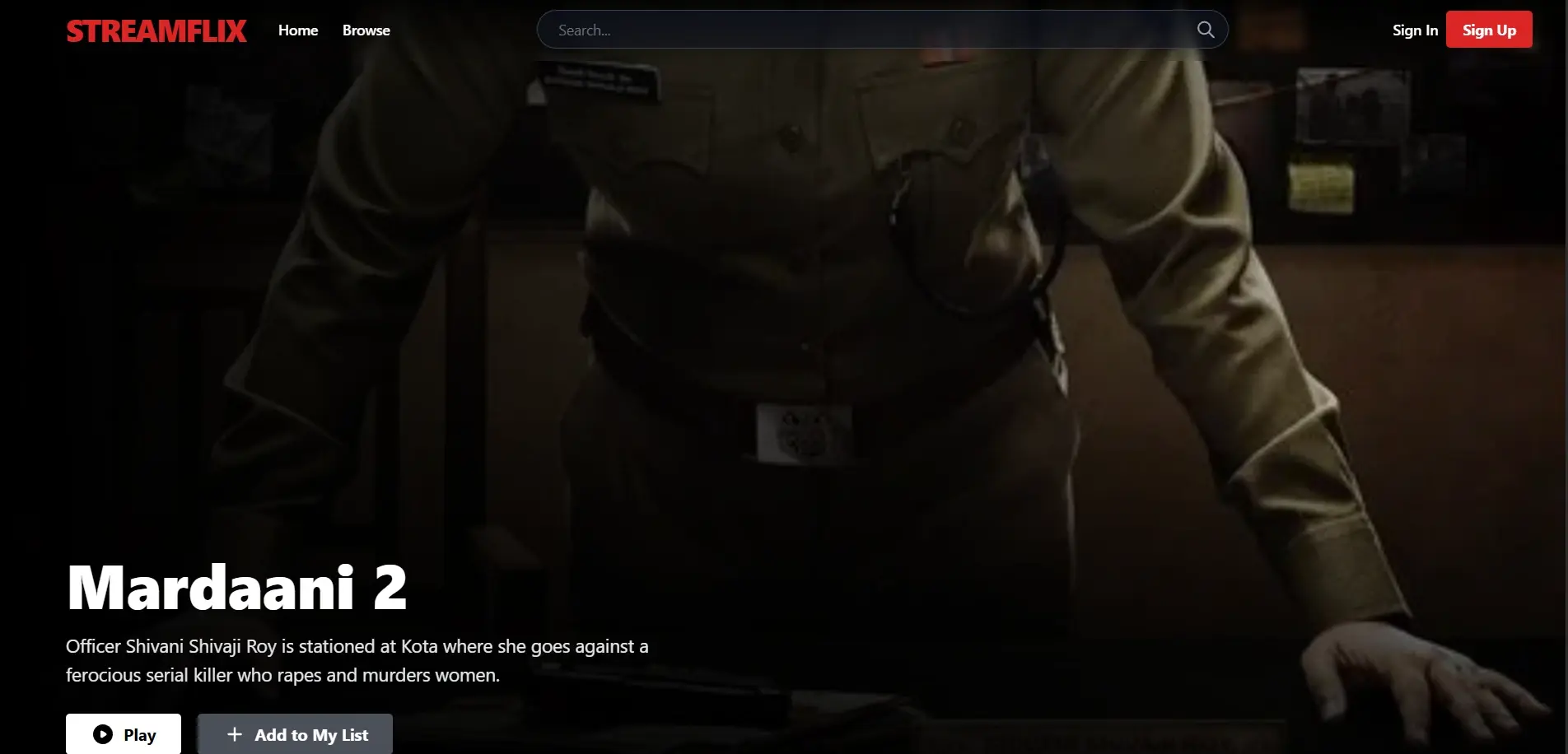 StreamFlix landing page